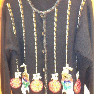 UGLY🤣CHRISTMAS SWEATER by CHRISTOPHER RADKO BellePointe ~ Black ~Large